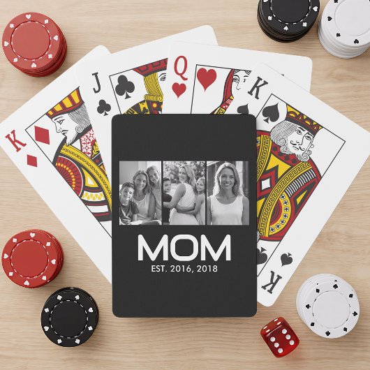 Mom Established Bold Black 3 Photo Pokerkaarten