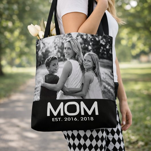Mom Established Bold Black Photo Tote Bag