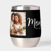 Mom Established Date Black Photo White Script Gift (Achterkant)
