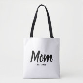  Mom Established Date Black Script Custom Text Tote Bag (Voorkant)