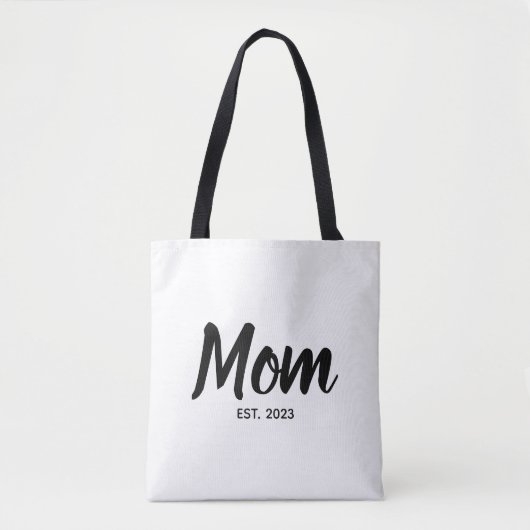 Mom Established Date Black Script Custom Text Tote Bag (Voorkant)