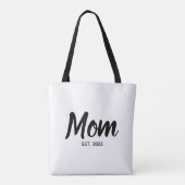 Mom Established Date Black Script Custom Text Tote Bag (Achterkant)