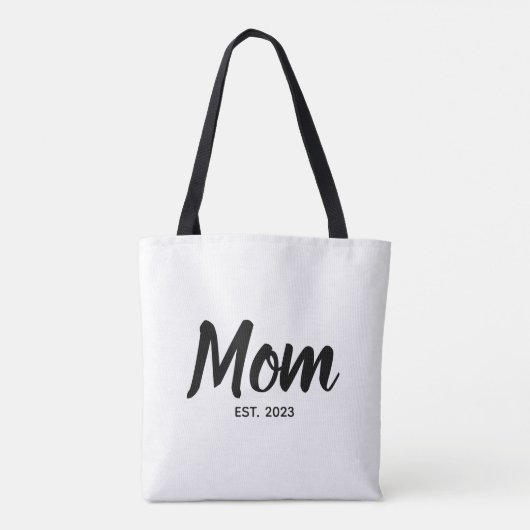  Mom Established Date Black Script Custom Text Tote Bag (Achterkant)