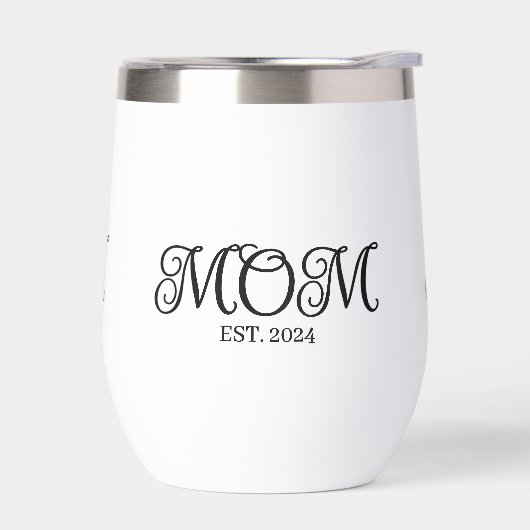 Mom Established Date Black Script New Mom Gift  (Links)