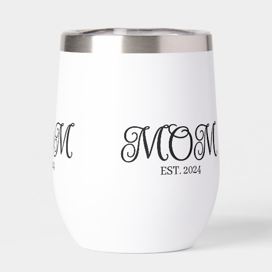 Mom Established Date Black Script New Mom Gift  (Achterkant)