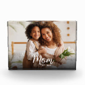 Mom Established Date Custom White Script Modern Fotoblokken (Voorkant)