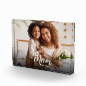 Mom Established Date Custom White Script Modern Fotoblokken (Rechts)