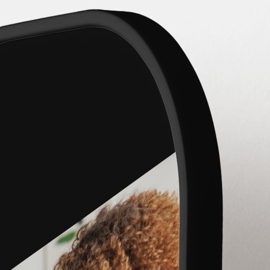 Mom Established Date Fun Script on Black 3 Photo Pickleball Paddle (Links Detail)