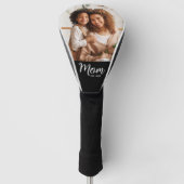 Mom Established Date Modern Script Photo Stylish Golfheadcover (Voorkant)
