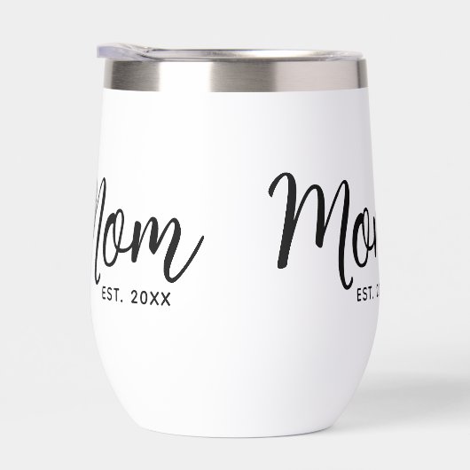 Mom Established Date New Mom Gift Black Script (Rechts)