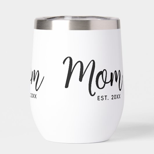 Mom Established Date New Mom Gift Black Script (Achterkant)