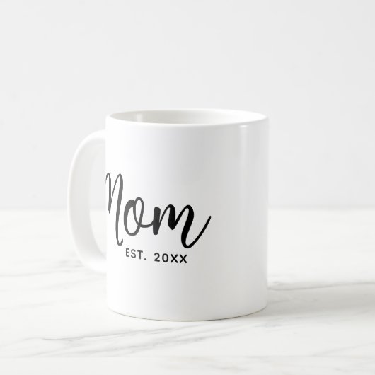 Mom Established Date Script Black New Mom Gift Fun Koffiemok (Voorkant links)