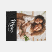 Mom Established Date White Script on Black Photo Fleece Deken (Voorkant (Horizontaal))