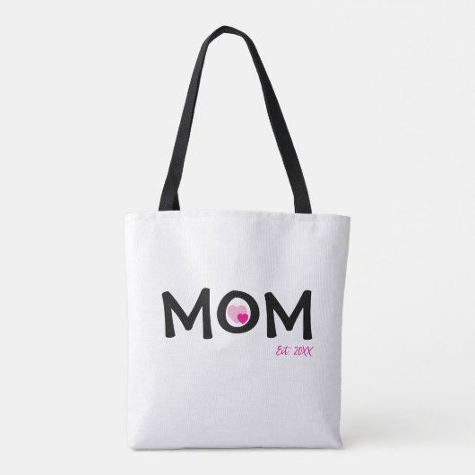 Mom Established Double Nested Pink Heart Tote Bag (Achterkant)