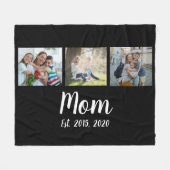 Mom Established Elegant Script Black 3 Photo Fleece Deken (Voorkant (Horizontaal))