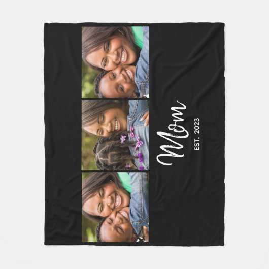 Mom Established Elegant Script Black 3 Photo  Fleece Deken (Voorkant)