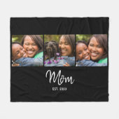 Mom Established Elegant Script Black 3 Photo Fleece Deken (Voorkant (Horizontaal))