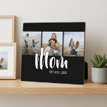 Mom Established Elegant Script Black 3 Photo Fotoplaat<br><div class="desc">Black White Mom Established Script 3 Photo Elegant Modern Design. Customize it. Replace the photos with your own of your kids and change the years to the years you became a mom.</div>