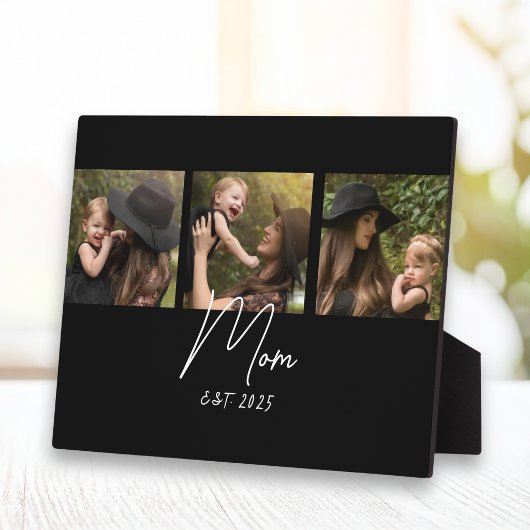Mom Established Elegant Script Black 3 Photo Fotoplaat