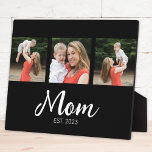 Mom Established Elegant Script Black 3 Photo Fotoplaat<br><div class="desc">Black White Mom Established Script 3 Photo Elegant Modern Design. Customize it. Replace the photos with your own of your kids and change the years to the years you became a mom.</div>
