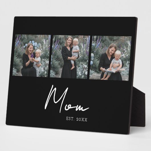 Mom Established Elegant Script Black 3 Photo Fotoplaat (Zijkant)