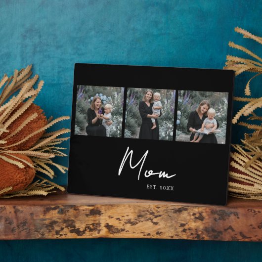 Mom Established Elegant Script Black 3 Photo Fotoplaat (Zijkant)