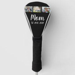 Mom Established Elegant Script Black 3 Photo Golfheadcover