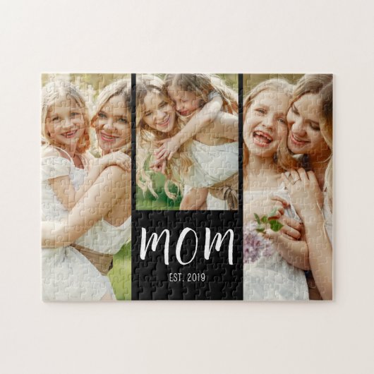 Mom Established Elegant Script Black 3 Photo  Legpuzzel (Horizontaal)