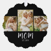 Mom Established Elegant Script Black 3 Photo  Ornament Kaart (Achterkant)