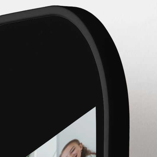 Mom Established Elegant Script Black 3 Photo Pickleball Paddle (Links Detail)