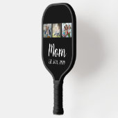 Mom Established Elegant Script Black 3 Photo Pickleball Paddle (Links)