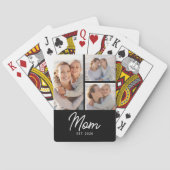 Mom Established Elegant Script Black 3 Photo Pokerkaarten (Achterkant)
