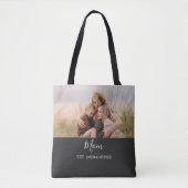 Mom Established Elegant Script Photo Tote Bag (Voorkant)