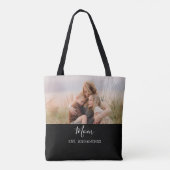 Mom Established Elegant Script Photo Tote Bag (Achterkant)