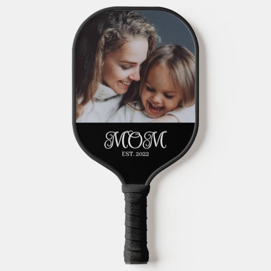 Mom Established Fun Modern Script Photo Pickleball Paddle (Voorkant)