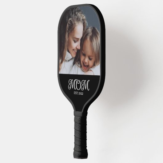 Mom Established Fun Modern Script Photo Pickleball Paddle (Links)