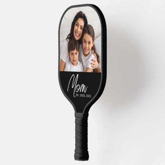 Mom Established Fun Script Photo Pickleball Paddle (Links)