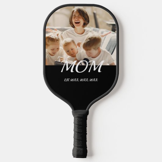 Mom Established Fun Script Photo Pickleball Paddle (Achterkant)