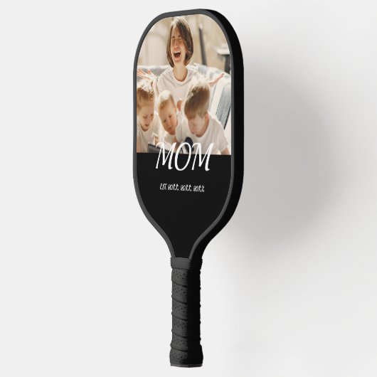 Mom Established Fun Script Photo Pickleball Paddle (Links)