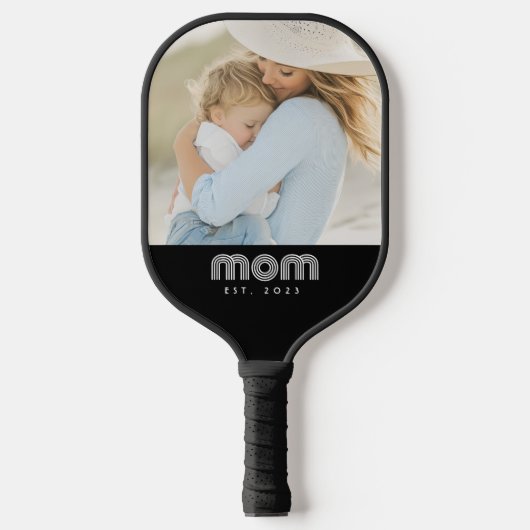 Mom Established Fun Script Photo Pickleball Paddle (Voorkant)
