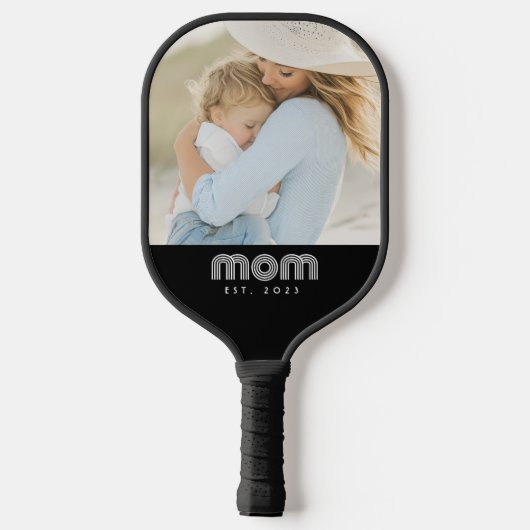Mom Established Fun Script Photo  Pickleball Paddle (Achterkant)