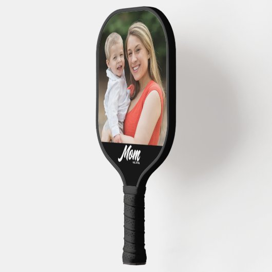 Mom Established Fun Script Photo Pickleball Paddle (Links)