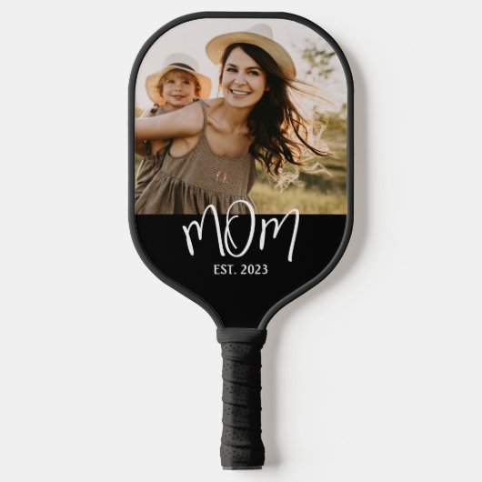 Mom Established Fun Script Photo Pickleball Paddle (Voorkant)