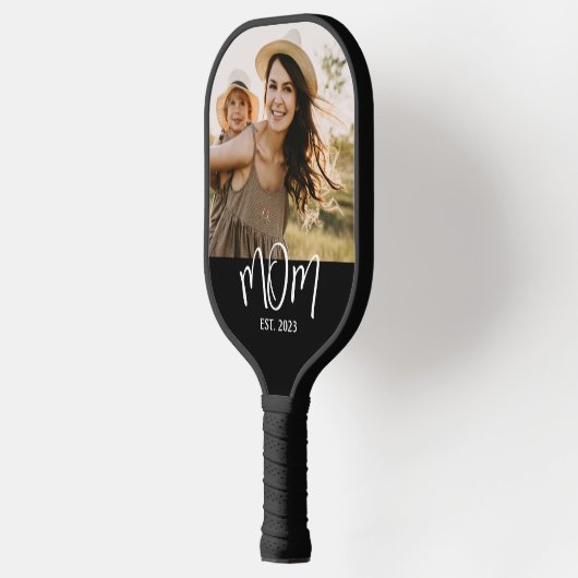 Mom Established Fun Script Photo Pickleball Paddle (Links)