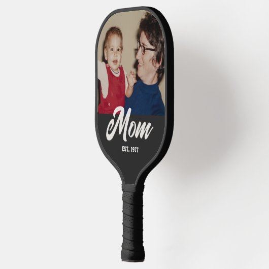 Mom Established Fun Script Photo Pickleball Paddle (Links)