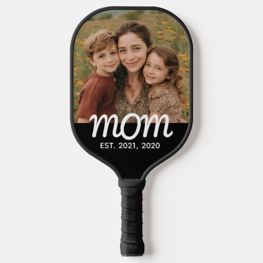 Mom Established Fun Script Photo Pickleball Paddle (Voorkant)