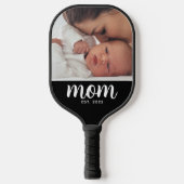 Mom Established Fun Script Photo Pickleball Paddle (Voorkant)