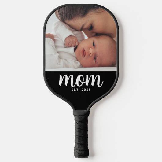 Mom Established Fun Script Photo Pickleball Paddle (Voorkant)