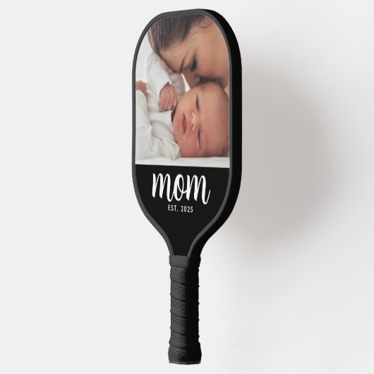 Mom Established Fun Script Photo Pickleball Paddle (Links)