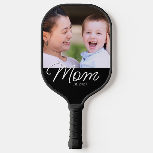 Mom Established Fun Script Photo Pickleball Paddle (Achterkant)